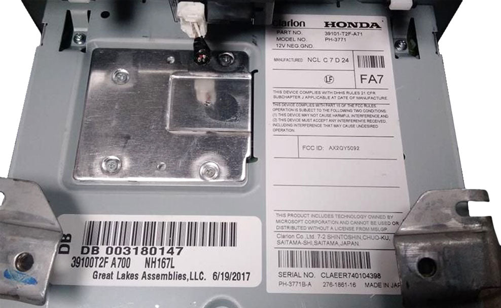 2016 - 2017 Honda Accord OEM Touch Screen Single CD Bluetooth Radio Display - Image 3