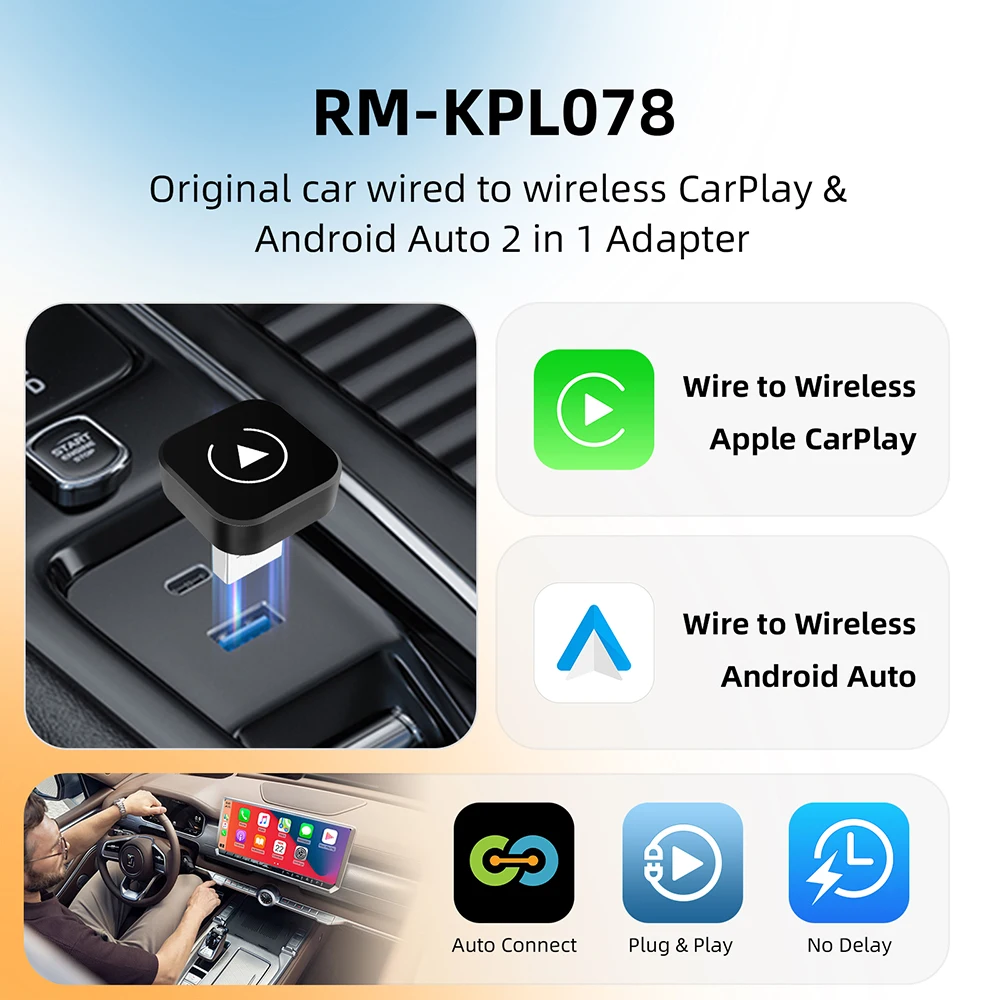 2in1 Wireless CarPlay Dongle Wireless Android Auto Adapter AI Smart Box Car Intelligent Systems For Car With Wired CarPlay 2