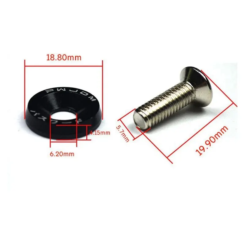 10 PCS M6 Car Modified Fasteners Fender Washer Bumper Engine Concave Screws Fender Washer License Plate Bolts Car Styling Gasket 6