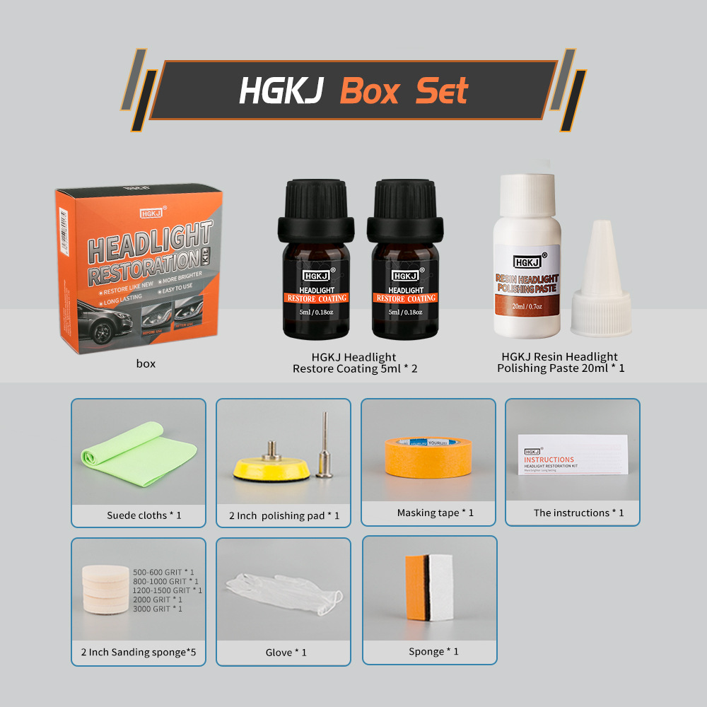 HGKJ Headlight Restoration Kit - Removes Yellowing, Haze & Scratches from Car Headlights - Image 4