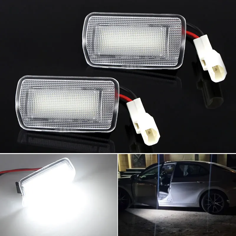 2X Car LED Door Courtesy Light for Toyota Camry Sienna Avalon Tundra Venza Highlander/Sequoia 4Runner Mirai Prius V Plug-IN 86 6