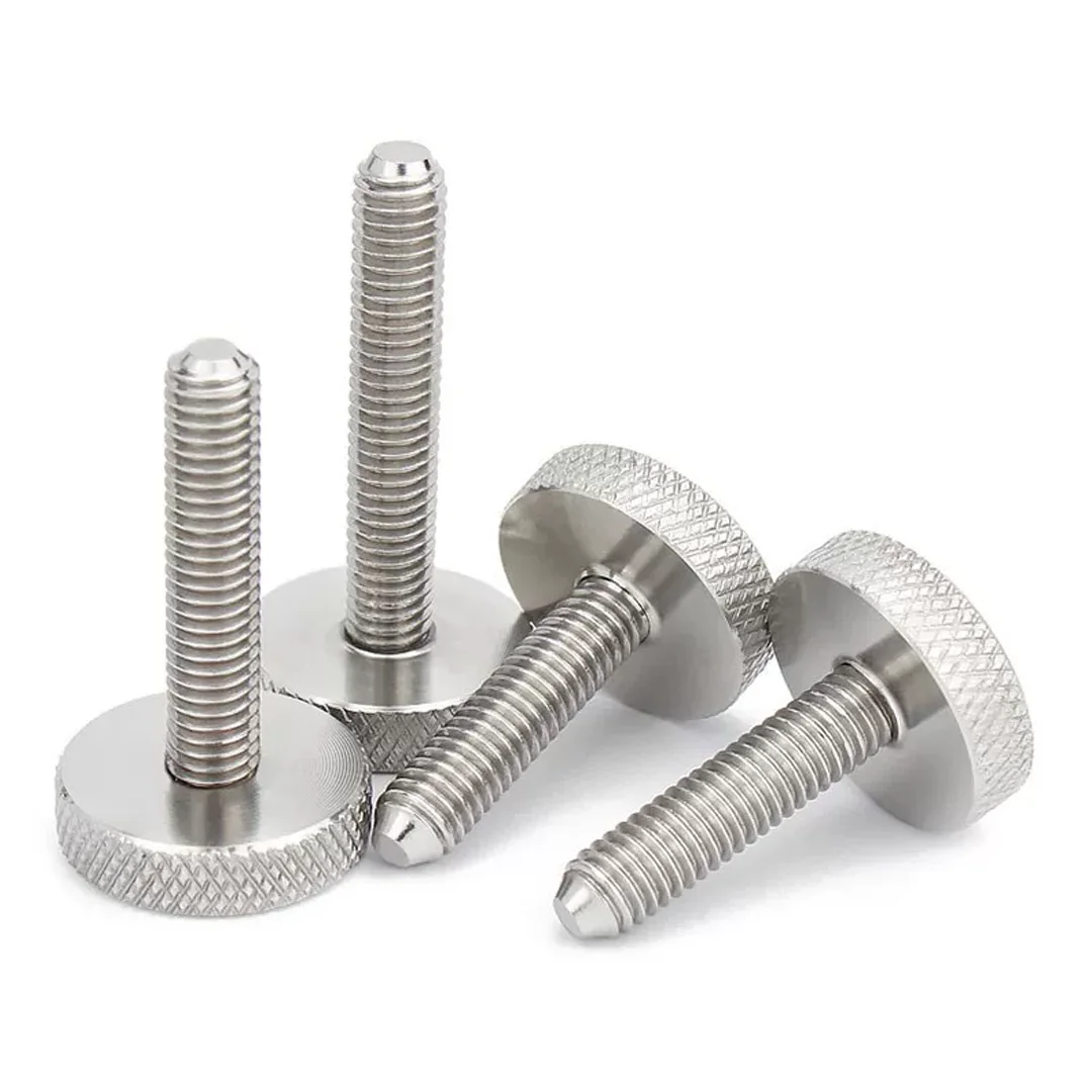 5-10pcs M3 M4 M5 M6 M8 GB835 304 A2-70 Stainless Steel Knurl Flat Head Hand Tighten Curtain Wall Glass Thumb Screw Bolt DIN653 6
