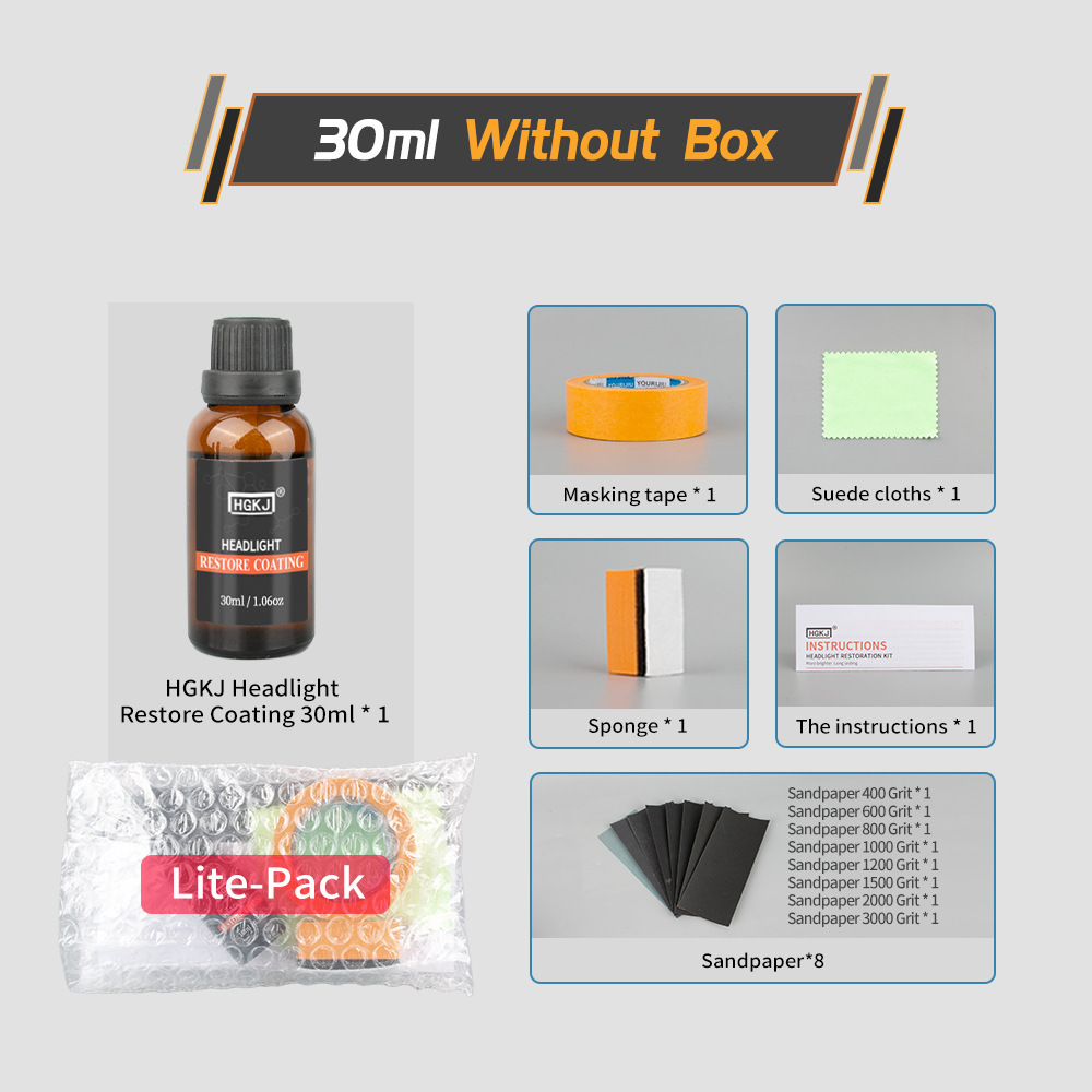 HGKJ Headlight Restoration Kit - Removes Yellowing, Haze & Scratches from Car Headlights - Image 3