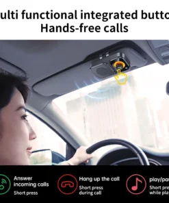 Car Bluetooth 5.4 Speaker Car Phone HandsFree Wireless Bluetooth Speaker Kit with Visor Clip Support Siri Google Voice Assistant 2