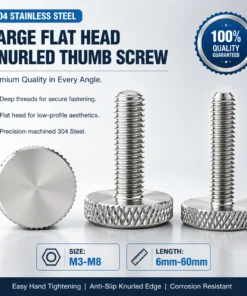 5-10pcs M3 M4 M5 M6 M8 GB835 304 A2-70 Stainless Steel Knurl Flat Head Hand Tighten Curtain Wall Glass Thumb Screw Bolt DIN653 1