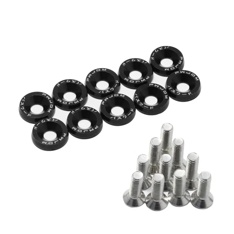 10 PCS M6 Car Modified Fasteners Fender Washer Bumper Engine Concave Screws Fender Washer License Plate Bolts Car Styling Gasket 3