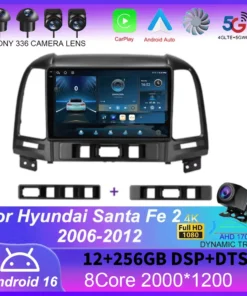 Android 16 Auto Radio For Hyundai Santa Fe 2 2006-2012 Carplay 4G Car Multimedia Player GPS Navigation 2 Din Autoradio Stereo BT 1