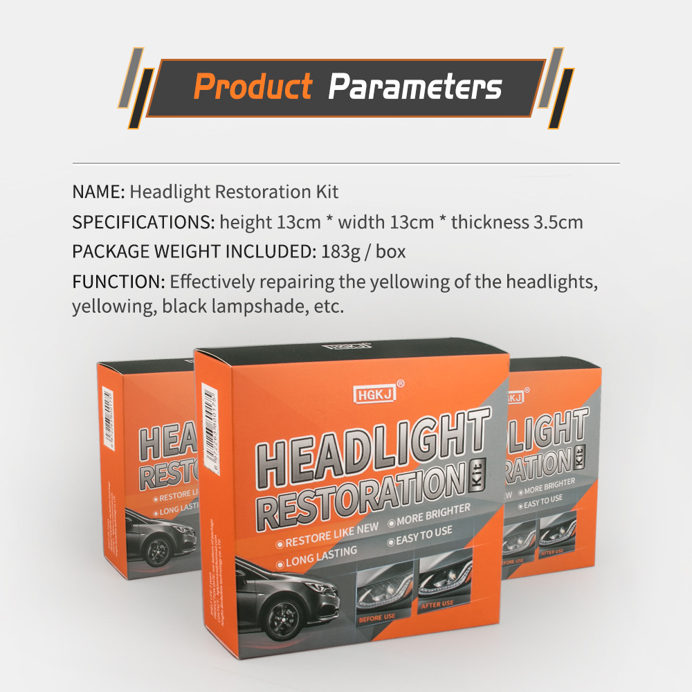 HGKJ Headlight Restoration Kit - Removes Yellowing, Haze & Scratches from Car Headlights - Image 5