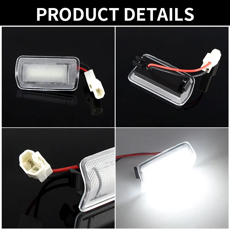 2X Car LED Door Courtesy Light for Toyota Camry Sienna Avalon Tundra Venza Highlander/Sequoia 4Runner Mirai Prius V Plug-IN 86 3