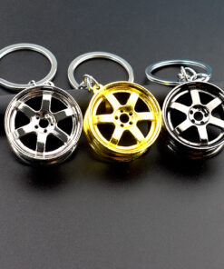 Alternative view of Car Wheel Rim Keychain - Metal 6-Spoke Mini Wheel Key Ring