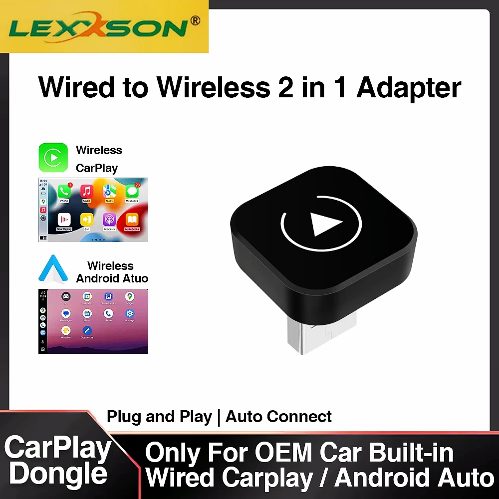 2in1 Wireless CarPlay Dongle Wireless Android Auto Adapter AI Smart Box Car Intelligent Systems For Car With Wired CarPlay 1